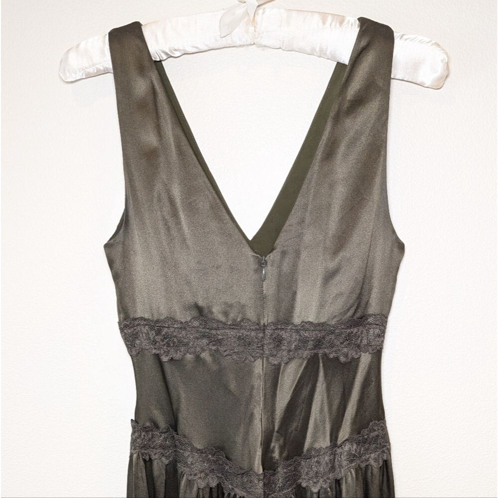 NWT Reformation Stasia Lace Trim Silk Maxi Dress in Pine Tree - Picture 11 of 15